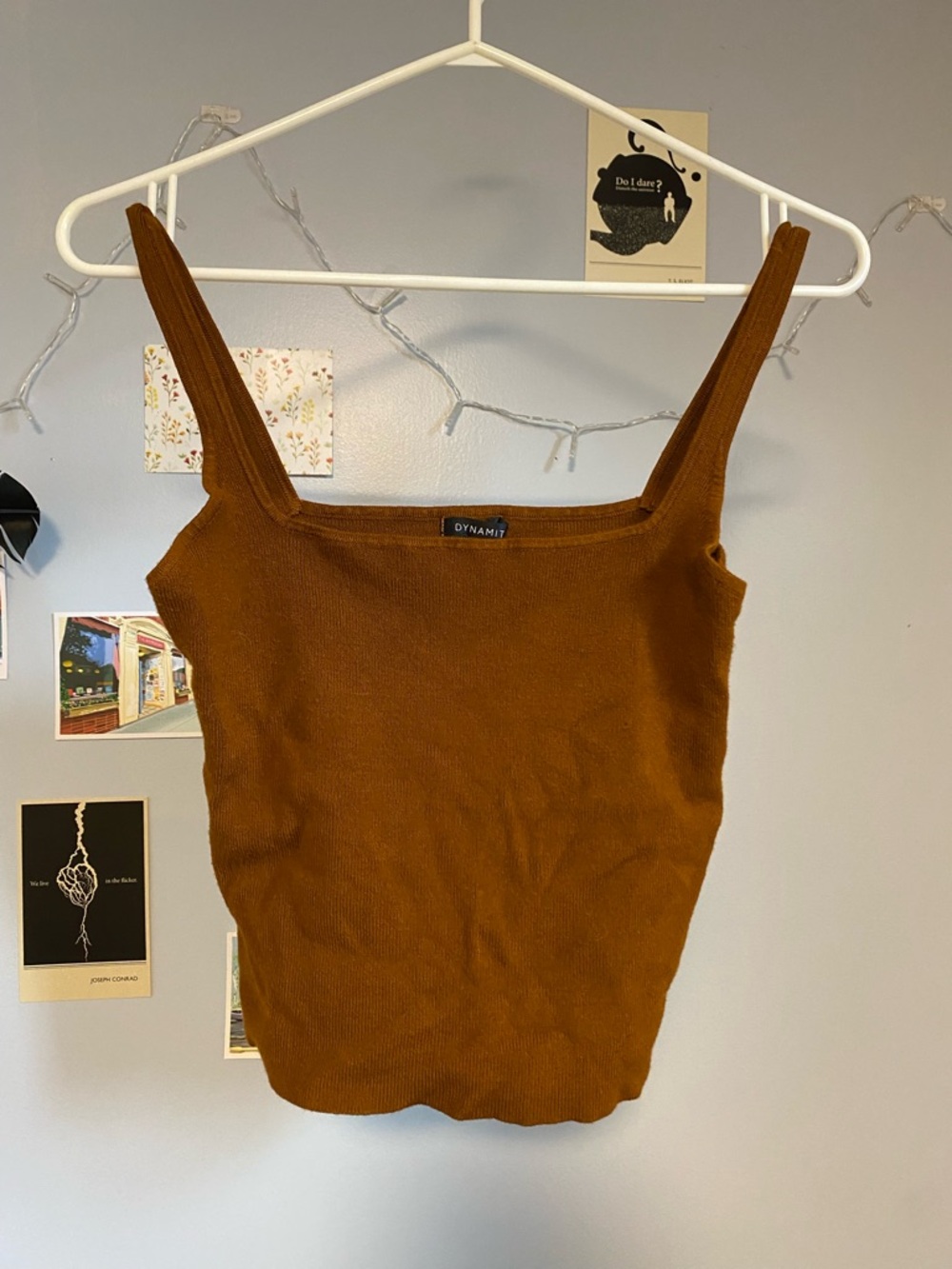Dynamite Ribbed Square-Neck Tank Top — Rust